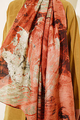 Palet Desen Vio Light Şal Kiremit - Başörtüsü