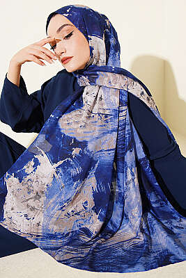 Palet Desen Vio Light Şal Lacivert - MODA KAŞMİR