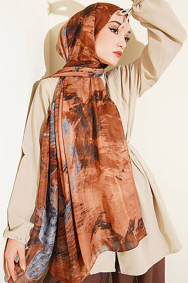 Palet Desen Vio Light Şal Latte - Başörtüsü