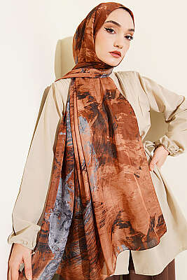 Palet Desen Vio Light Şal Latte - Başörtüsü