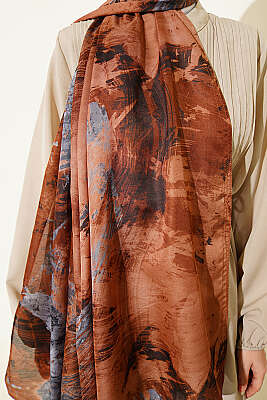 Palet Desen Vio Light Şal Latte - Başörtüsü