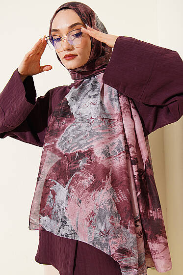 Palet Desen Vio Light Şal Pudra - Başörtüsü