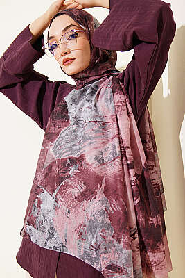 Palet Desen Vio Light Şal Pudra - Başörtüsü