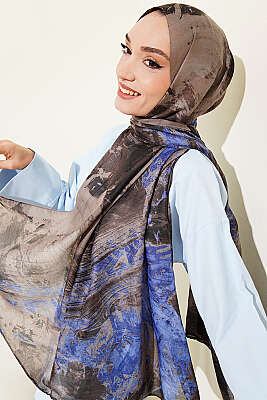 Palet Desen Vio Light Şal Saks - Başörtüsü