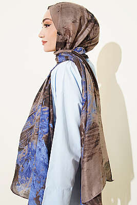 Palet Desen Vio Light Şal Saks - Başörtüsü