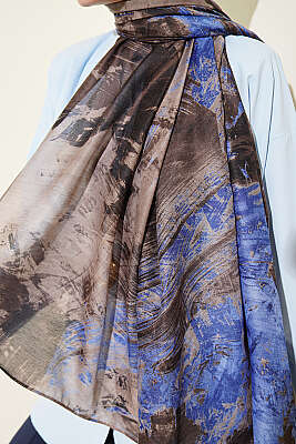 Palet Desen Vio Light Şal Saks - Başörtüsü