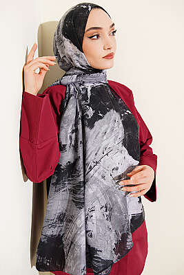 Palet Desen Vio Light Şal Siyah - Başörtüsü