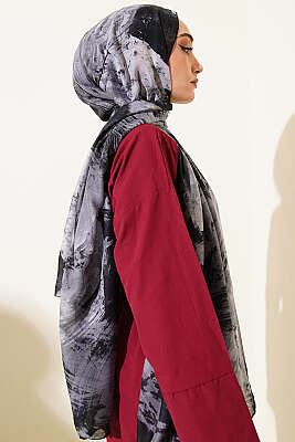 Palet Desen Vio Light Şal Siyah - Başörtüsü