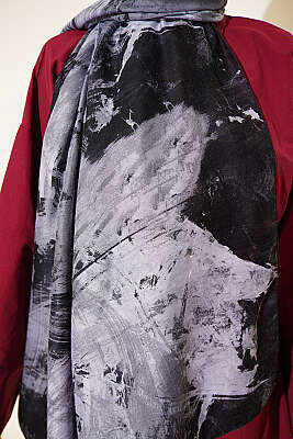 Palet Desen Vio Light Şal Siyah - Başörtüsü