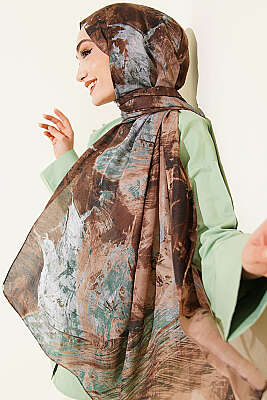 Palet Desen Vio Light Şal Soft Kahve - Başörtüsü