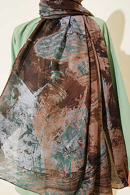 Palet Desen Vio Light Şal Soft Kahve - Başörtüsü