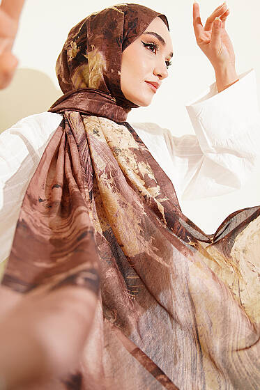 Palet Desen Vio Light Şal Toprak - Başörtüsü