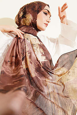 Palet Desen Vio Light Şal Toprak - Başörtüsü