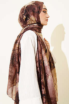 Palet Desen Vio Light Şal Toprak - Başörtüsü