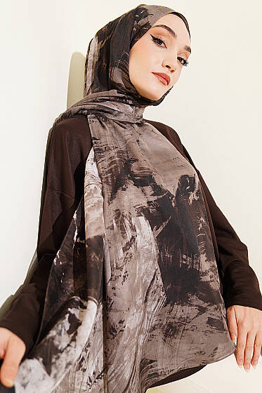 Palet Desen Vio Light Şal Vizon - Başörtüsü