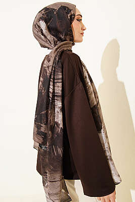 Palet Desen Vio Light Şal Vizon - Başörtüsü