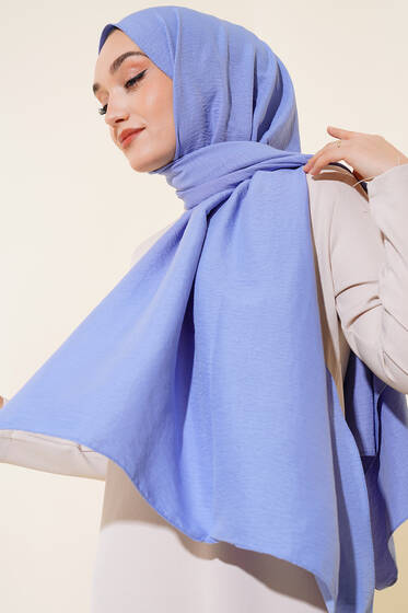 Pamuk Cazz Şal İpek Serisi Bebe Mavi - Düz Şal
