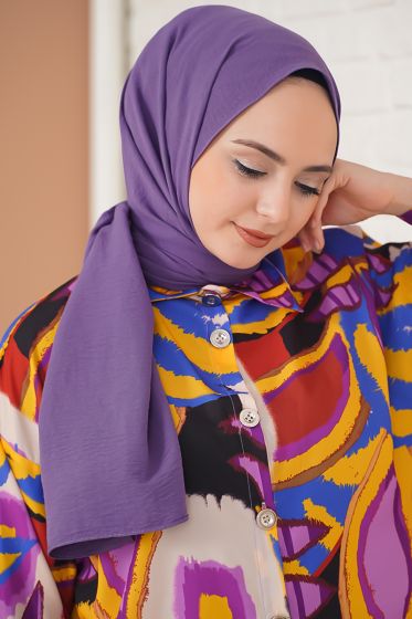 Pamuk Cazz Şal İpek Serisi Lila - Düz Şal