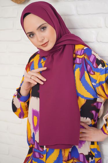 Pamuk Cazz Şal İpek Serisi Mürdüm - Black&White