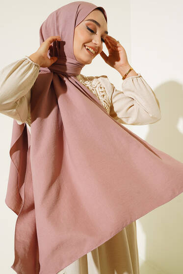 Pamuk Cazz Şal İpek Serisi Pudra - Düz Şal