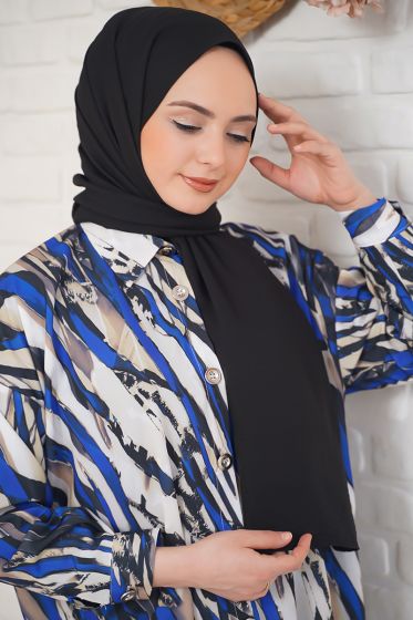 Pamuk Cazz Şal İpek Serisi Siyah - Black&White