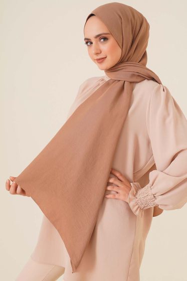 Pamuk Cazz Şal İpek Serisi Toprak - Düz Şal