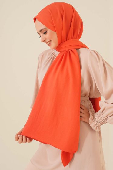 Pamuk Cazz Şal İpek Serisi Turuncu - Düz Şal