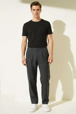 Pamuklu Baggy Erkek Kumaş Pantolon Antrasit - Erkek Pantolon