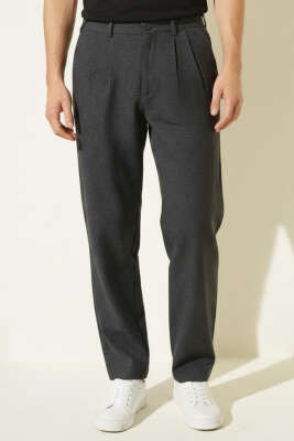 Pamuklu Baggy Erkek Kumaş Pantolon Antrasit - GİESTO