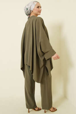 Pançolu Oversize Tensel İkili Takım Haki - İkili Takım