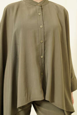 Pançolu Oversize Tensel İkili Takım Haki - İkili Takım