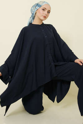 Pançolu Oversize Tensel İkili Takım Lacivert - DESTİNA