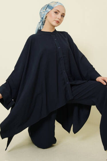 Pançolu Oversize Tensel İkili Takım Lacivert - İkili Takım