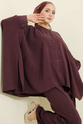 Pançolu Oversize Tensel İkili Takım Mürdüm - İkili Takım