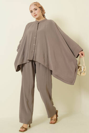 Pançolu Oversize Tensel İkili Takım Vizon - İkili Takım