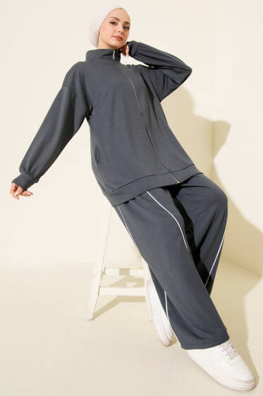 Pantolon Biyeli Fermuarlı Loyşa İkili Takım Füme - İkili Takım