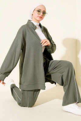 Pantolon Biyeli Fermuarlı Loyşa İkili Takım Haki - NESSİA