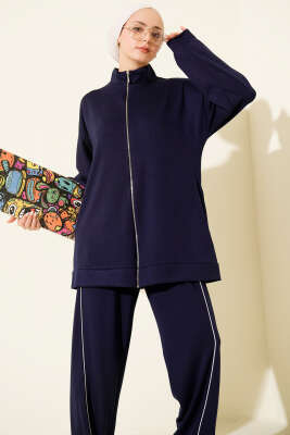 Pantolon Biyeli Fermuarlı Loyşa İkili Takım Lacivert - İkili Takım