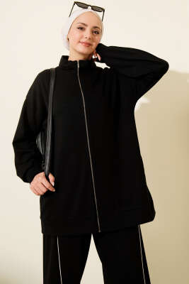 Pantolon Biyeli Fermuarlı Loyşa İkili Takım Siyah - İkili Takım