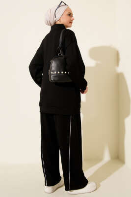 Pantolon Biyeli Fermuarlı Loyşa İkili Takım Siyah - İkili Takım