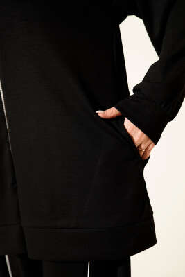 Pantolon Biyeli Fermuarlı Loyşa İkili Takım Siyah - İkili Takım