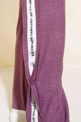 Pantolonu Şerit Detaylı İkili Takım Magenta - Thumbnail