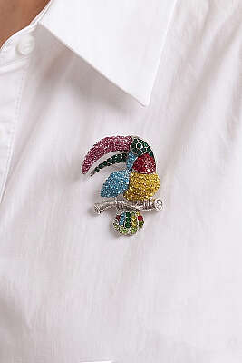 Papağan Figürlü Broş Gümüş - YILMAZ BİJUTERİ 