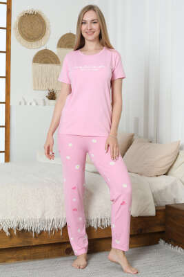 Papatya Desenli Pijama Takımı Pembe - Pijama