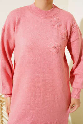 Papatya Detaylı Yumoş Triko Tunik Gül Kurusu - Kadın Giyim Modelleri