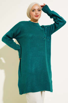 Papatya Detaylı Yumoş Triko Tunik Nefti - Triko Tunik