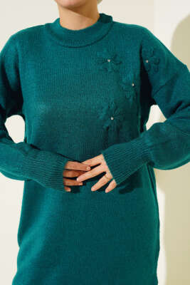 Papatya Detaylı Yumoş Triko Tunik Nefti - Triko Tunik