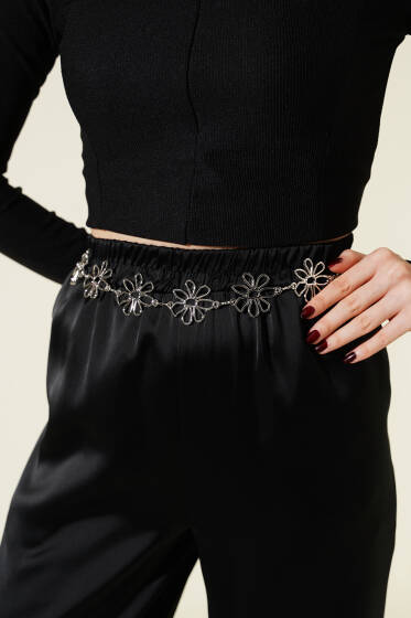 Papatya Sembollü Zincir Kemer Gümüş - Zincirli Kemer