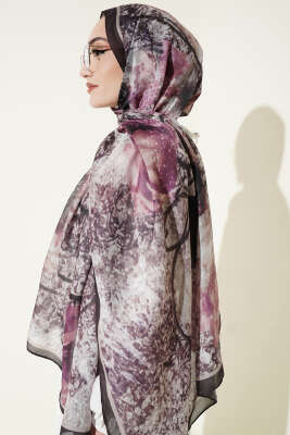 Papelya Desen Modal Liva Şal Acı Kahve - Başörtüsü