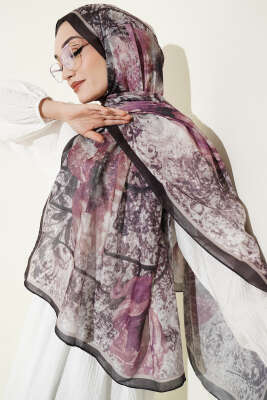 Papelya Desen Modal Liva Şal Acı Kahve 